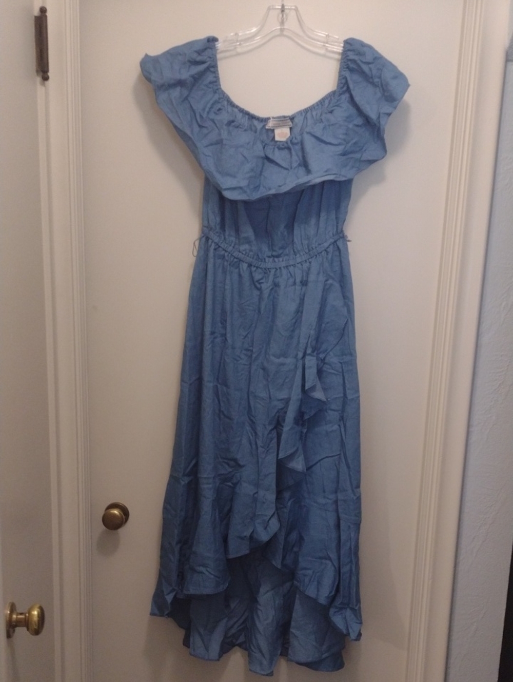 Flying Tomato Light Blue High-Low Asymmetrical Ruffle Dress (J884)